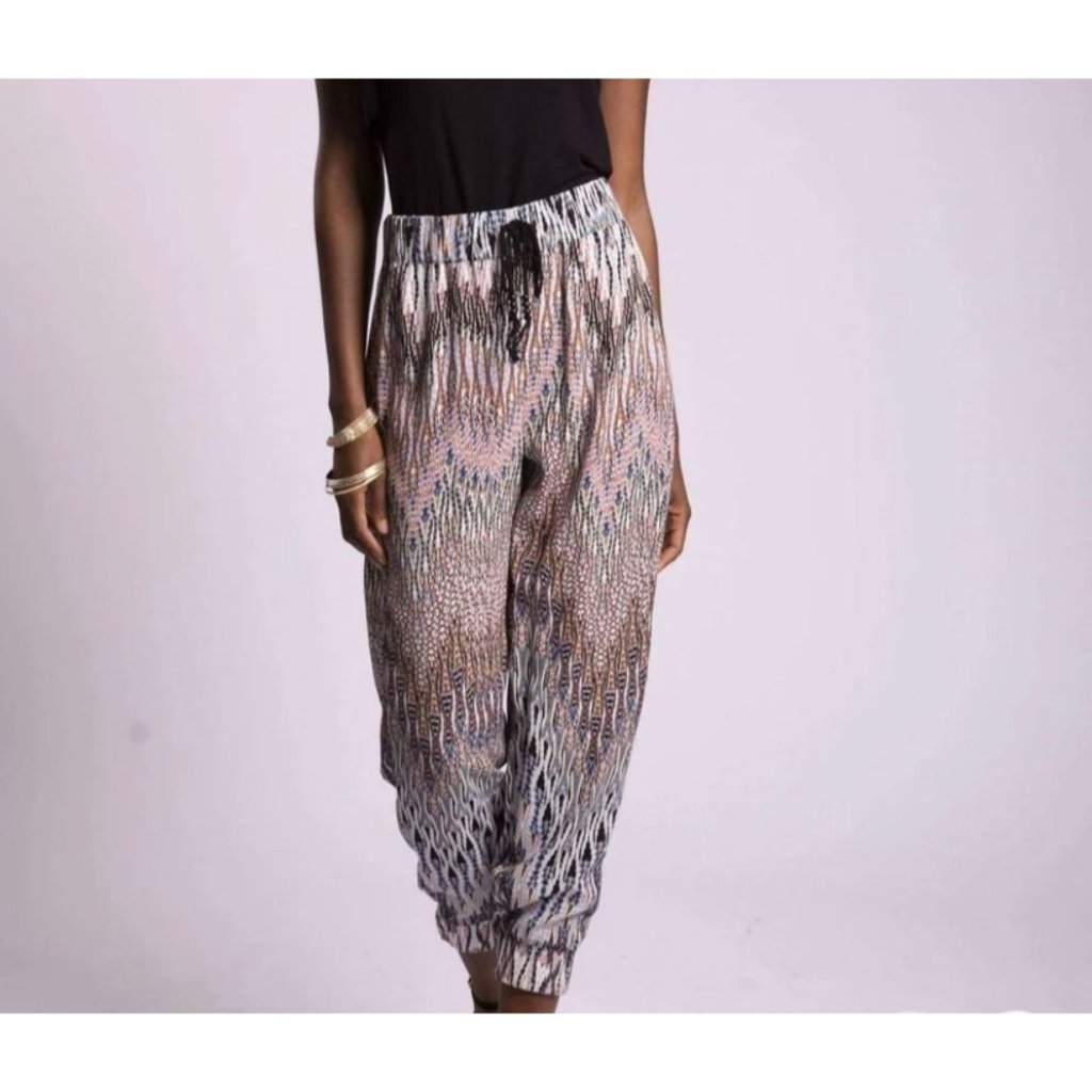 Eva Franco Anthropologie Womens Pants Size 6 Multicolor Patterned Elastic Waist